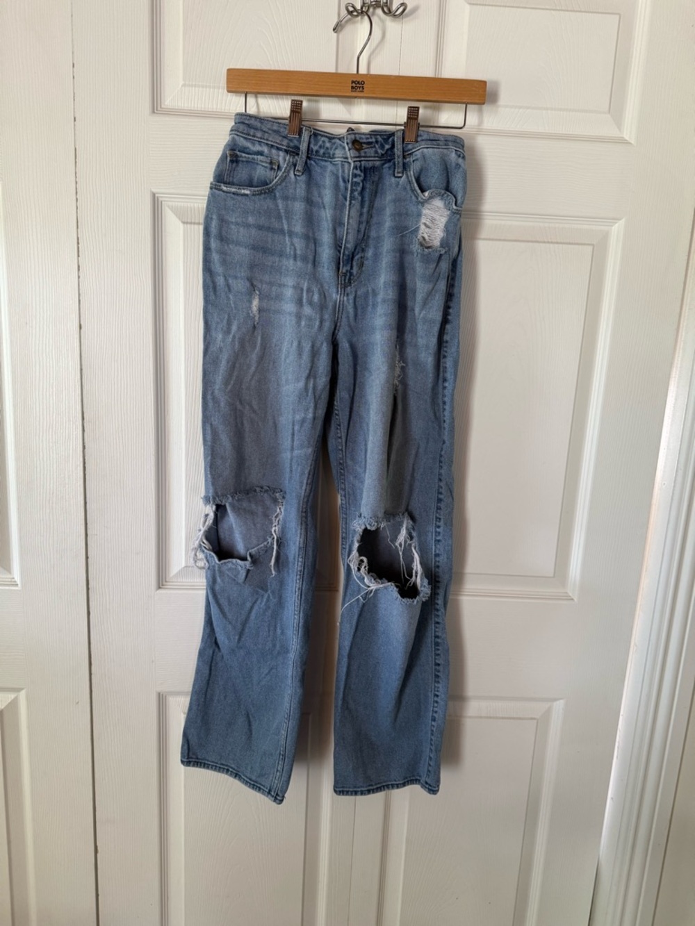 Hollister Distressed Light Blue Straight Leg Jeans